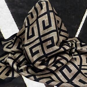 Luxury Greek Key Geometric Foulard Scarf / Head Wrap